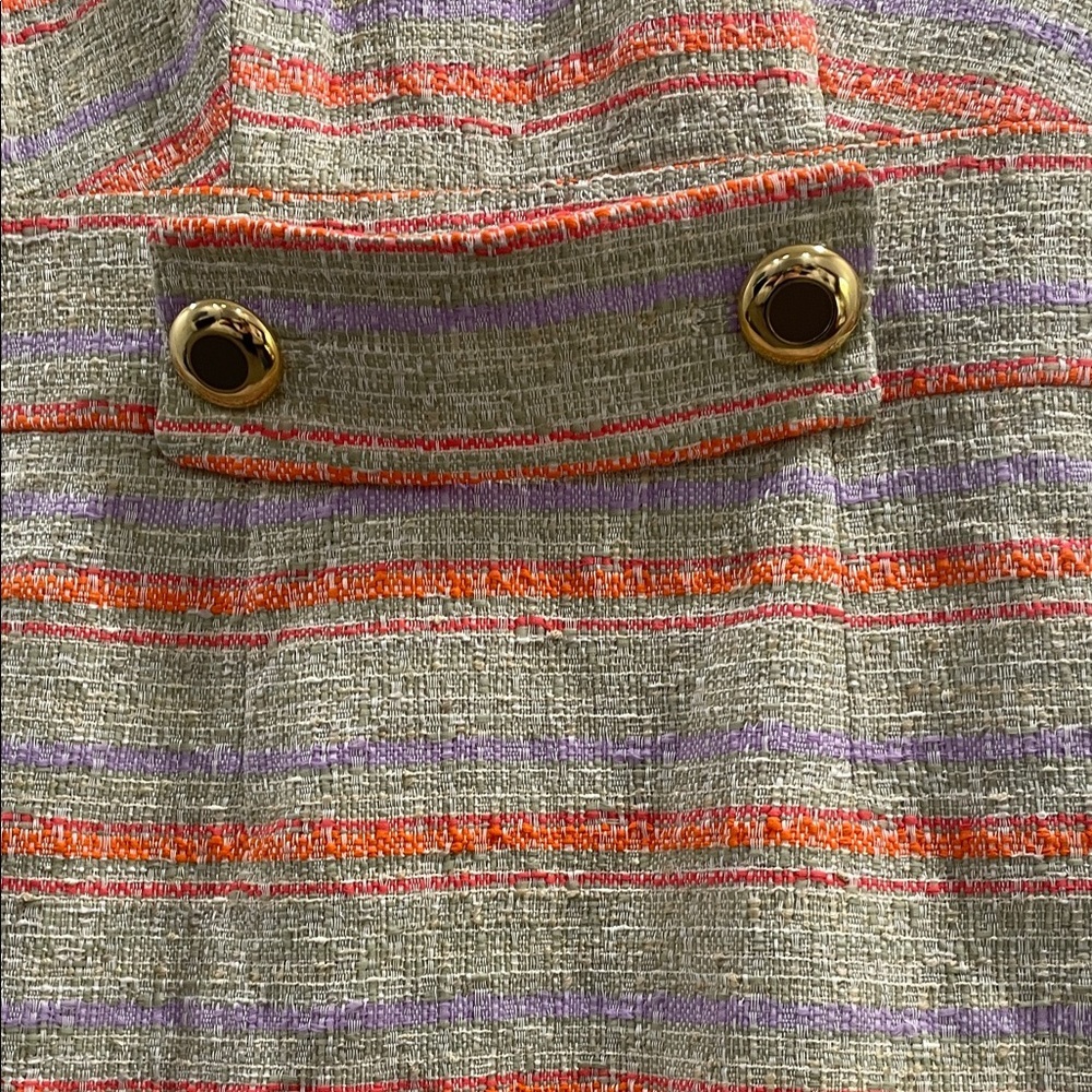 MILLY Striped Sleeveless Dress with Gold Accents Peek A Boo 10 - Picture 3 of 9